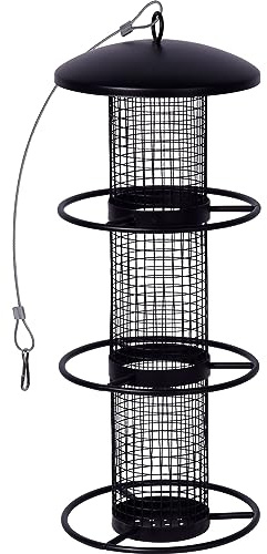 dobar® 11531e Gran Columna de alimentación para Frutos Secos – Dispensador de Alimentos con Tubo de Rejilla – Columna de alimentación con Anillo de aproximación para Aves Silvestres – 14 x 14 x 37 cm