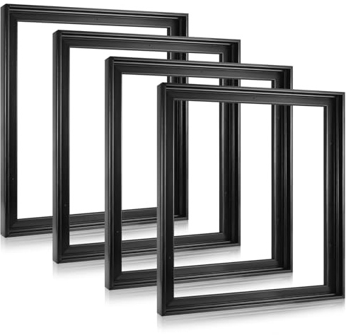 Soaoo 4 Pcs Canvas Floater Frames 12'' x 16'' Black Floating Canvas Frame 0.9 Deep Artwork for Paintings with Hardware Kit Included for Wall Prints Painting, Assemble Required