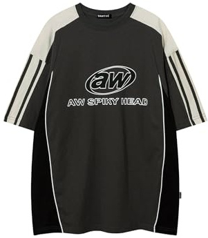 Vamtac Oversized T-Shirt Classic Vintage 90er Jahre Kontrastfarbe Grafik Tees Streetwear Racing Tee Speedway Tops Unisex