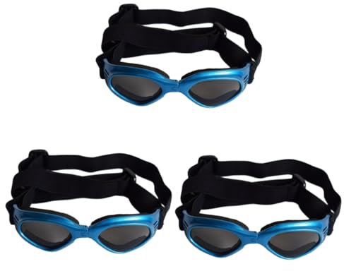 minkissy 3stücke Hundebrille Für Haustiere Uv-Schutz Sonnenbrille Für Hunde Und Katzen Winddicht Wasserfest Verstellbare Tragegurte Stilvolles Design Blau Für Outdoor-aktivitäten