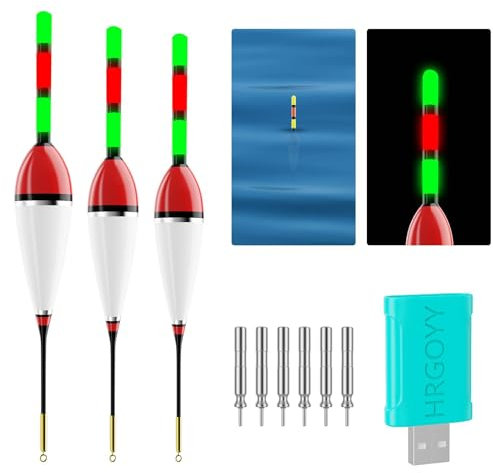 HRGOYY 3 Stück Led Posen Angeln mit Bissanzeiger,Bissanzeiger-Angeln,AngelzubehöR Set,Bissanzeiger Swinger,Schwimmer Angeln,Angel-Posen-Set mit Gravity Sensing und Metall Basis
