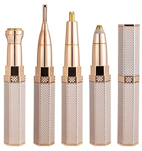 Rasoio elettrico per sopracciglia, regolabile da donna, strumento di rimozione dei del viso, 4 in 1, rasoio per sopracciglia e del naso, rasoio facciale di precisione indolore, comodo