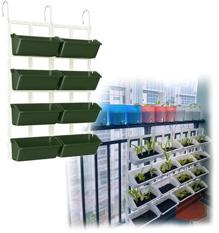 Großer hängender Pflanztopf für den Außenbereich, Erdbeer-Pflanzgefäß, Geländer-Zaun-Pflanzgefäß mit abnehmbaren Haken für Blumen, Gemüse, perfekt für Balkon, Zaun, Terrasse, Garten, Hof(Color:DARK Gr
