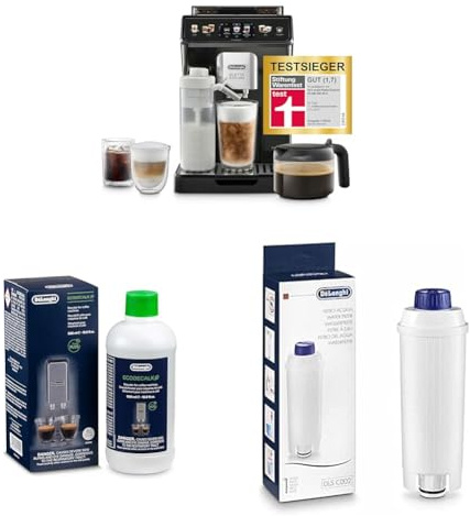De'Longhi Eletta Explore Perfetto ECAM452.57.G Kaffeevollautomat mit LatteCrema Milchsystem + Original De'Longhi EcoDecalk DLSC 500 Entkalker & De'Longhi Wasserfilter DLSC002