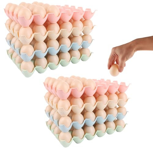 MUXHEL Lot de 8 supports à œufs pour réfrigérateur - 29 x 19,5 x 3,5 cm - 24 boîtes à œufs - 24 grilles - Support à œufs en plastique - Peut contenir 24 œufs (4 couleurs)