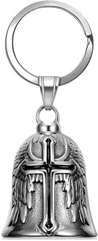 BOBOZHONG Bell Motorrad Glöckchen,Edelstahl Motorrad Glocke Glücksbringer,Motorrad Schlüsselanhänger Motorradglockenaufhänger Biker Bell,für Segne Den Frieden,Glücksbringer