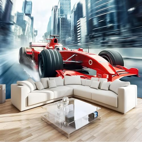 Papel Tapiz Fotográfico Papel Tapiz Carreras De Fórmula Ciudad 3D Art Mural 300x210 cm Cafe Restaurant Dormitorio Decoración para el Hoga Murales Papel Pintado a Papel Fotomural Dormitorio
