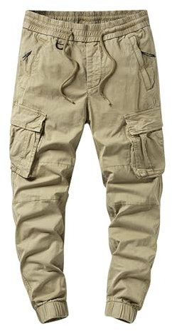 Cargohose für Herren, elastische Taille, Stretch-Arbeitshose, schmale Passform, Kampfhose, Jogginghose, Sweathose, Wanderhose, athletische Passform, Workout-Hose, Outdoor, lässige Smart-Hose, khaki, S