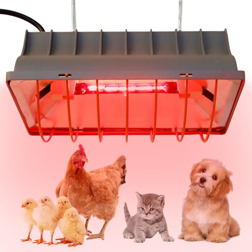 Rotlichtlampe Wärmelampe für Küken, 175 W Kückenlampe, Hühner Heizlampe, Automatische thermostatisch Infrarotlampe für Hühnerstal