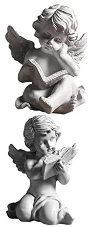 GOOHOCHY 2stücke Resin Engel Statue Feine Engel Skulpturen Für Stilvolle Wohnraumdekoration Elegante Für Einweihungsfeiern Oder Besondere Anlässe Hochwertige Handwerkskunst Und