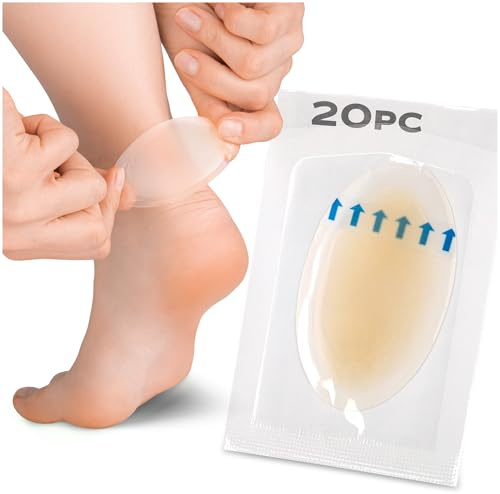 HALUTO Set di cerotti da 20 pezzi - cerotti idrocolloidi contro le vesciche, cerotti anti-vescica grandi, impermeabili, trasparenti, in gel anti-vescica