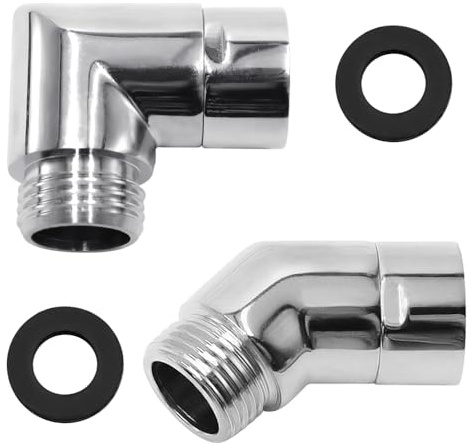 lyualma 2 Pièces Douchette à Main de Salle 90°/135°Coude Inclinaison Adaptateur avec Joint en Caoutchouc Raccord Coudé pour Pommeau de Douche pour Interface Universelle