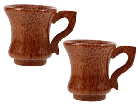 MAGICLULU 2stücke Holzweingläser Aus Kokosnussholz Naturbecher Für Tee Und Kaffee Runde Design Weinbecher Mehrzweckbecher Aus Holz Mit Glattem Rand