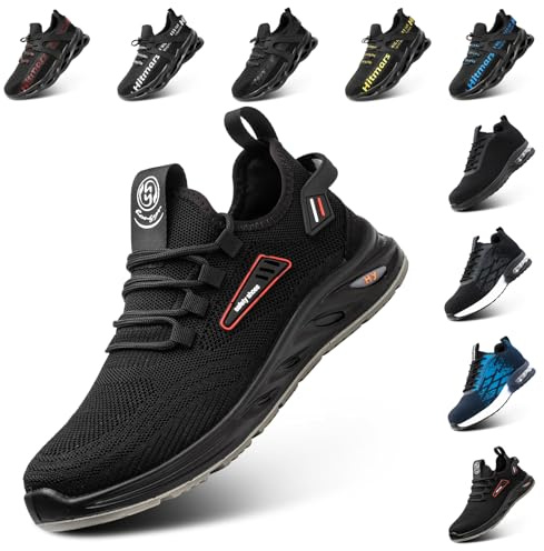 Hitmars Mens Safety Shoes Steel Toe Cap Work Shoes s1 s2 s3 s1p Safety Trainers for Women Saftybrand Men's Work & Utility Footwear 2 Black UK 7