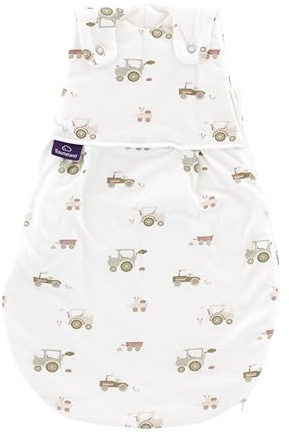 TRÄUMELAND – LIEBMICH Babyschlafsack Little Farm grün | atmungsaktiver Babyschlafsack | 2.5 TOG | mitwachsender Ganzjahresschlafsack für Sommer und Winter |Öko-Tex 100 zertifiziert | ab 0 Monate