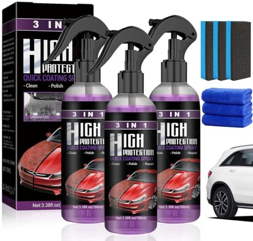 High Protection 3 in 1 Spray, 3 Stück 100 ml 3 in 1 Beschichtungsspray, Hoher Schutz Schnelles Autobeschichtung Spray, Nano Spra-y Auto Keramikversiegelung, Car Nano Kratzer Spra-y