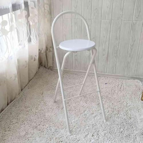 YHDMDQ Sgabello da Bar Pieghevole con Schienale, Sedie Pieghevoli Portatile Altezza Seduta 60cm/65cm/70cm/75cm, Moderni Sgabello Alto Cucina per Interni Esterni(White,28in/70cm)