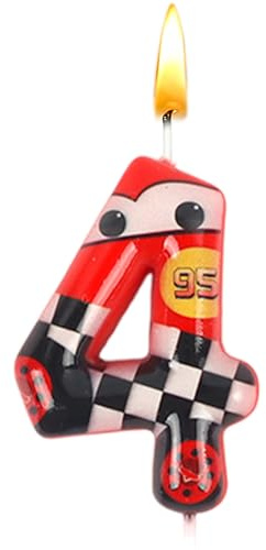 Candele Numero 4 Car, Candele per Torta, Candela Compleanno Car, Cake Topper, Articoli per Festa, Decorazioni Compleanno, Ragazzi e Ragazze, Eventi Scolastici, Feste per Bambini, Festa a Tema