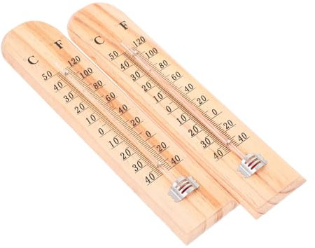 Abaodam 2pezzi Termometro Esterno in Legno Indicatore Temperatura Per Serra e Analogico e Supporto Per e