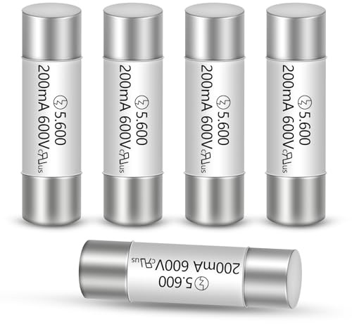 5pcs 200mA 600V AC/DC Multimeter Ceramic Fuse 5x20mm, Fast-Acting 0.2A | High Voltage Overcurrent Protection Digital Multimeter Fuse