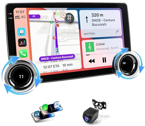 Haudio 10.1 Double Din Car Stereo - Wireless Apple CarPlay/Android Auto, Car Radio with Bluetooth 4.1, 2+64GB, HD Backup Camera, GPS Navigation, IPS Touchscreen