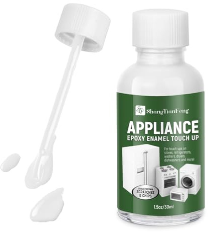 White Touch Up Paint forElectrical appliancesl, metal, wood, floor, appliance maintenance, refrigerator, dishwasher, dryer, washing machine, household appliances high-gloss paint repaint 1.5 Fl Oz