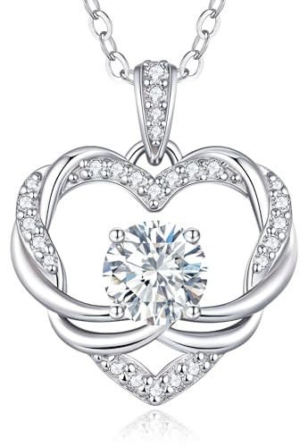 LOUISA SECRET Frauen Halskette Infinity Herz Mini Twisted Heart Mossanite | 925 Sterling Silber Kette Damen Brithday Schmuck Geschenk Valentinstag Weihnachtstag Geschenk für Sie Frauen Freundin mama