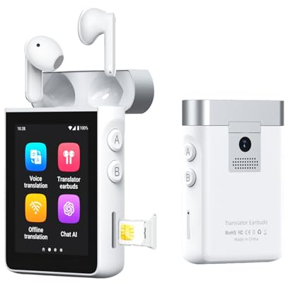 Wooask Traducteur et traducteur d'IA A9, appareil de traduction vocale autonome avec assistant IA, traduction en temps réel, photo et hors ligne pour 144 langues, 4G en option avec hotspot Wi-Fi