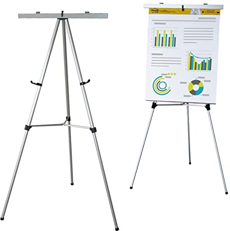 Audio-Visual Direct Lightweight Aluminum Flip-Chart Presentation Easel, 70 Inches, Silver
