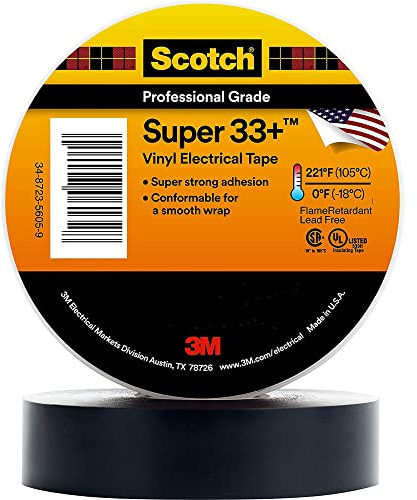3M Deutschland PVC Elektro-Isolierband ScotchSuper33+ 19x33 19 mm x 33 m, sw Klebeband 0054007000532