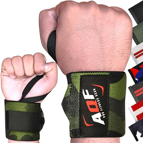 AQF Handgelenk Bandagen 13, IPL & USPA-zugelassen Wrist Wraps (Paar) | Verstellbare Kompression mit Verstärkter Daumenschlaufe und Robustem Schluss