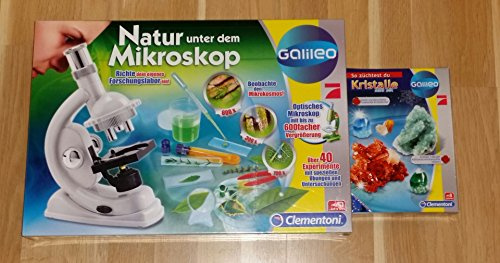 Clementoni 69804 Natur unter dem Mikroskop, Galileo Experimentierkasten + Kristalle selbst züchten Mini Set 69936.0 Galileo IK