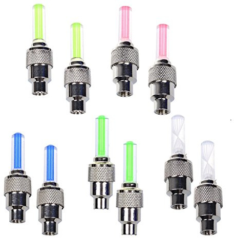 Dkiigame 10 Pack of Led Flash Tyre Wheel Valve Cap Light for Bike Bicycle Motorbicycle Wheel Light Tire (2 x Red, 2 x Yellow, 2 x Blue, 2 x Green, 2 x Colorful)