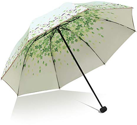 SudaTek Sun and Rain Umbrella SPF 50+ Folding Travel Sun Umbrella Anti-UV Protection Parasols Windproof (Green)