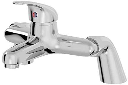 Architeckt® Essentials Bathroom Bath Filler Mixer Tap Deck Mounted Round Single Lever Handle for Bathtub Modern, Chrome