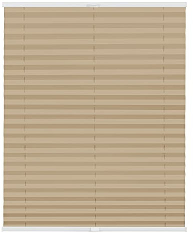 Lichtblick Plissee Klemmfix nach Maß, ohne Bohren, verspannt, Hitzeschutz, Blickdicht, Made in Germany, Thermoplissee - Beige 70 cm x 210 cm (B x L)