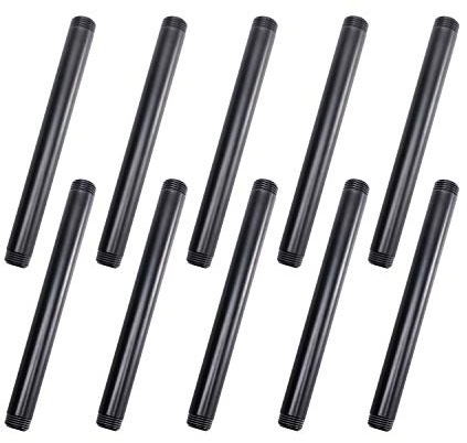 1/2 x 8 Black Painted Iron Pipe, Home TZH 10 Pack Black Paint Finish Threaded Pipework of metal for DIY Project/Furniture/Shelving Decoration (10, 8)