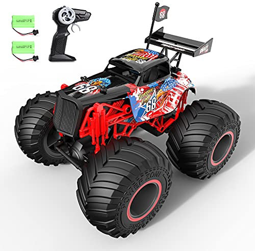 tech rc monstertruck, fjärrstyrd bil, off-road, skala 1:14, 2 batterier, lång körtid på över 50 min., radiostyrd bil, buggy, terrängbil, 2,4 GHz, 15 km/h, leksak för pojkar, flickor och barn, present – örn