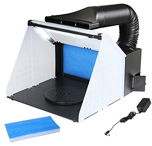Airbrush Spritzkabinen Bausatz mit 3 LED Lichtröhren, Airbrush Spritzkabine Absauganlage 4m³/min mit zusätzlichem Filter für Airbrush Modellbau und Lackierarbeiten