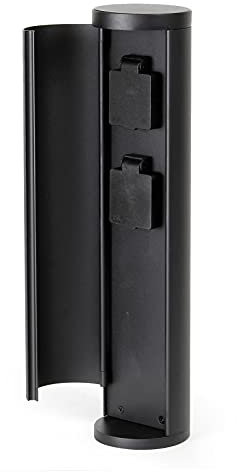 Wiltec Presa multipla da giardino in alluminio con protezione IP44 Colonna a 2 prese per esterno