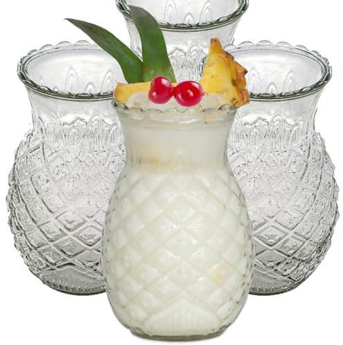 Prefdo Ananas-Cocktailgläser, 570 ml, lustige Cocktailgläser, Tiki-Becher für Bar, Party, 4 Stück