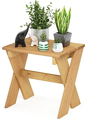 Furinno Tioman - Mesita auxiliar de exterior para plantas, madera de pino maciza