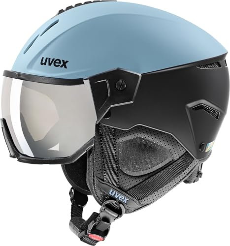uvex Instinct Visor - robuster, stylischer, optimal belüfteter Skihelm mit beschlagfreiem Visier für Damen und Herren - Glacier - Black matt - 53-56 cm