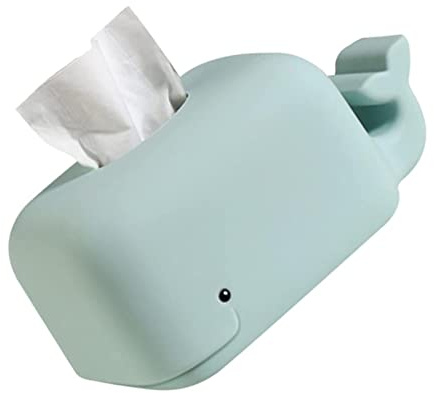 MYSUNBAR Tissue Box Holder, Whale Shape Silicone Tissue Box with Mobile Phone Holder Household Tissue Box Rectangular Cosmetic Tissue Box Anti-fall Tissue Dispenser for Home Bathroom