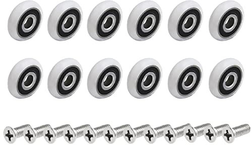 Rotelle per Box Doccia 12pezzi Cuscinetti Box Doccia 19 mm Rotelline Box Doccia Ruote Doccia Porta Scorrevole Guide di Scorrimento per Porte con Viti per Porta Della Doccia,(19mmM5)