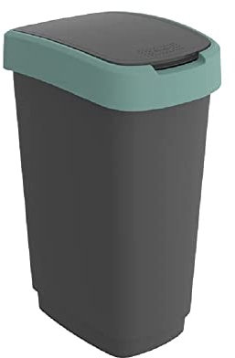 Rotho Twist Mülleimer 50l mit Deckel, Kunststoff, schwarz/grün