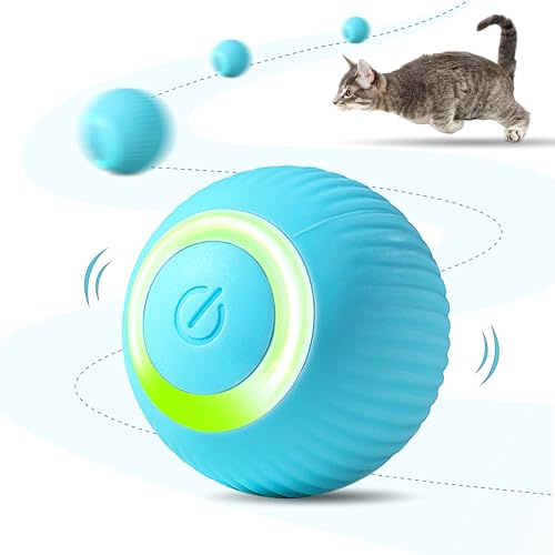 ZALBYUY Interactive Cat Ball Toy, Intelligent Cat Toys with LED Lights, Automatic Moving Rolling Ball for Indoor Kitten, Kitten Automatic Toy