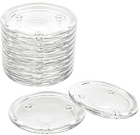 MIVIDE 12PCS 10cm Candle Holders for Pillar Candles, Clear Glass Candle Plate, Pillar Candle Glass Plate, Transparent Candle Coaster for Weddings, Parties, Home Decor