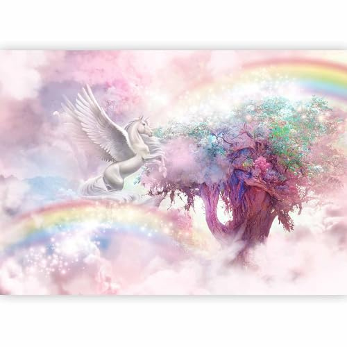 murando Fotomurales Autoadhesivo Unicornio 343x256 cm Papel Pintado | coración Pared Murales Pegatina corativos adhesivos 3d Fotográfico Arbol Arcoíris Animales Naturaleza