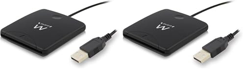 Ewent Lecteur de Carte à Puce - Lecteur de Carte et de Carte d'identité - Port USB - Compatible PC/SC et WHQL, Noir (Lot de 2)